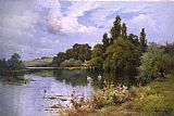 Thames Canvas Paintings - A Reach at the Thames Above Goring